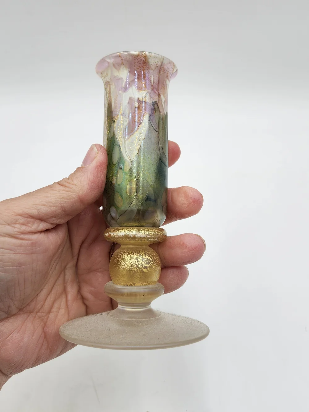 Vintage Isle Of Wight Glass Candle Holder Made In England